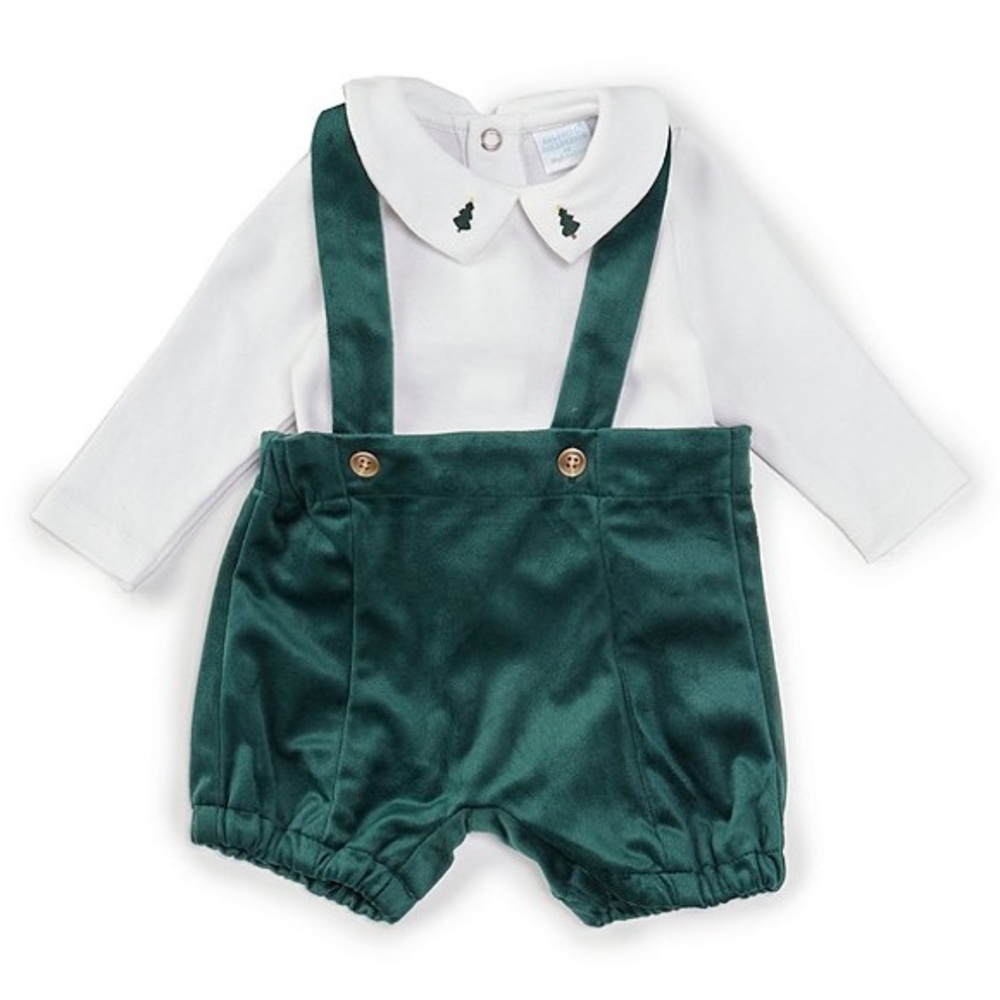 Edgehill Collection Baby Boy Newborn Christmas Tree Embroidered Holiday Set NWT